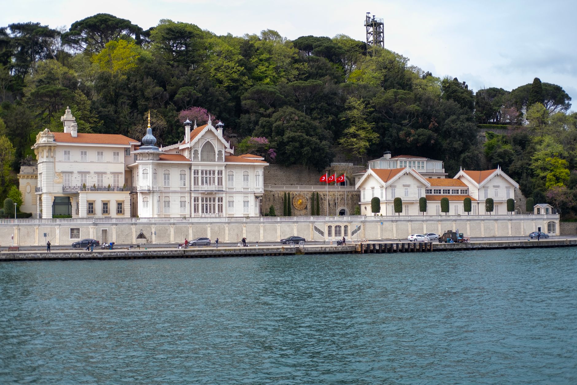 Historic brick and timber waterfront mansion resting directly along the serene Asian Bosphorus shoreline.